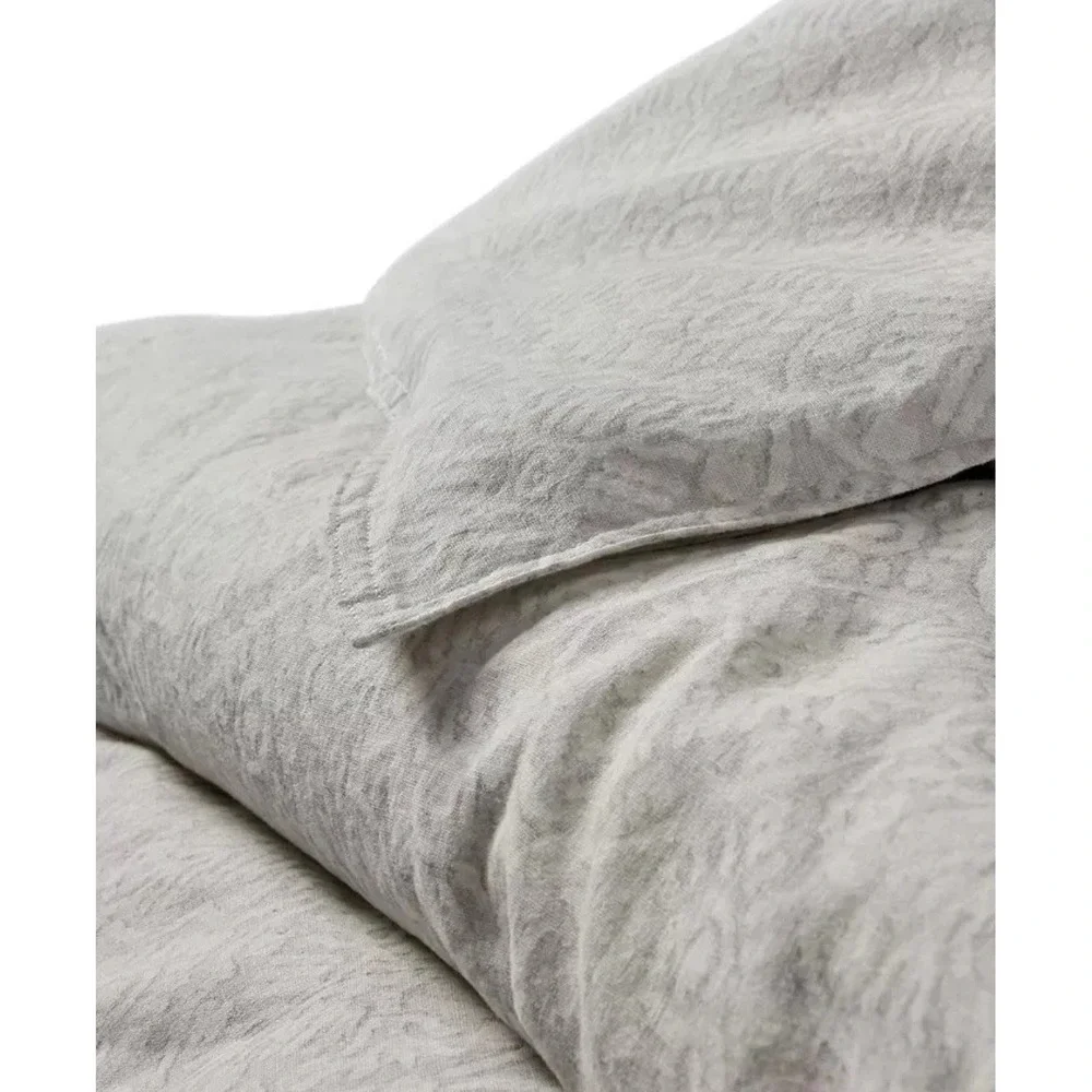 Ralph Lauren Emilia Grey Tonal Medallion Cotton/Linen Duvet Cover Set QUEEN $360
